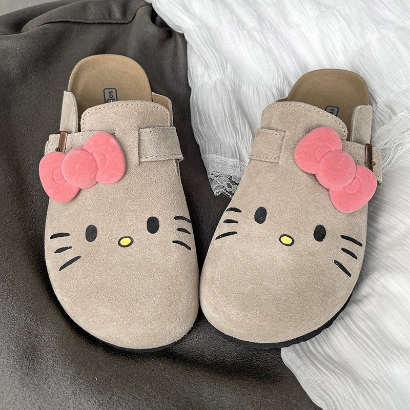 Hellokitty Suede Clogs Leather Mules Cork Footbed Sandals Potato Shoes with Arch Support