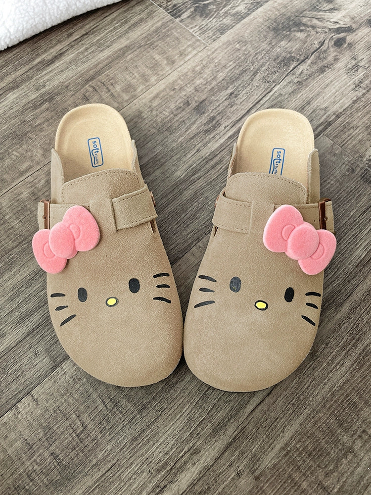 Hellokitty Suede Clogs Leather Mules Cork Footbed Sandals Potato Shoes with Arch Support